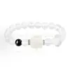 Pulsera Despertar del León de Plata Pura Pulsera de Ágata Negra Cristal Blanco Obsidiana Regalo de Cuentas Simple de Gama Alta de Nicho para Hombres y Mujeres