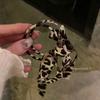 Aretes Europeos y Americanos Exagerados de Cinta de Leopardo Otoño Nuevo Salvaje Moda Aretes Largos de Círculo Grande con Correa de Tela