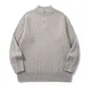 Suéter retro de estilo japonés con media cremallera y cuello alto para hombre de la marca de moda urbana Rumeng, tejido de punto informal holgado estilo perezoso de otoño