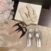Sandalias de Punta Cuadrada 2026 para Uso en Exteriores, Mocasines Versátiles, Nuevas Pantuflas de Moda con Lentejuelas para Mujer, Tacón Grueso para Verano