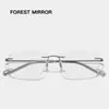 Gafas de Prescripción Sin Montura de Titanio Puro con Bordes Cortados Estilo Jin Dong para Hombres, Modernas y Adecuadas para Hombres de Negocios, con Montura de Alambre Dorado