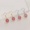 Pendientes de Cristal de Fresa Flor de Durazno Zhao para Mujer Personalidad Temperamento Dulce Pendientes Antiguos Pendientes de Ágata Carmesí Flor de Durazno Nuo de Moda