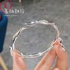 Nuevo Pulsera Brillante Ondulada Chapada en Plata 9999 Trenzada Estilo Coreano Moda Viento Frío Pulsera de Plata Abierta Trenzada para Mujeres
