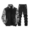 Sudadera con capucha de camuflaje para jóvenes, talla europea T550, para hombre, primavera y otoño, manga larga, conjunto deportivo casual, sudadera de forro polar, dos piezas
