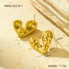 Aretes transfronterizos elegantes y dulces con forma de corazón de amor, punto de onda, chapados en oro de 18k, acero de titanio, pequeños aretes de personalidad al por mayor