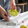 Cuenco de vidrio con borde dorado estilo japonés, plato transparente para frutas, cuenco de ensalada de verduras de moda, vajilla para platos fríos y fideos del hogar
