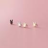 Aretes de Plata S925 para Mujer Estilo Coreano Pequeños y Pequeños Brillantes Huecos Simples Elegantes Moda Animal Conejo Aretes