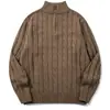 Suéter Gola Alta Meio Zíper Masculino Jiezhan Estilo Old Money 26 Outono/Inverno Novo Top Tricô Jacquard Vintage