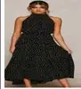 Vestido para mujer 2025 nuevo con cuello halter estampado de ondas y cordones