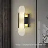 Lâmpada de Parede para Fundo de TV de Sala de Estar em Mármore e Cobre de Luxo Leve, Lâmpada Criativa Artística Minimalista Moderna para Quarto de Hotel e Cabeceira