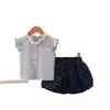 Conjunto de Ropa de Verano para Niñas, Top Coreano de Mangas Acampanadas, Conjunto de Dos Piezas Delgado a la Moda para Bebés y Niños Pequeños
