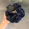Elástico de Cabelo Retro Coreano Azul Marinho de Camada Dupla com Bolinhas para Meninas, Estilo Acadêmico, Realça o Tom da Pele, Adequado para Penteados de Coque ou Rabo de Cavalo