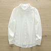 2026 Nova Camisa de Algodão Penteado para Primavera e Outono Feminina, Gola Redonda, Manga Longa, Versátil, Artística, Camisa Base Petite