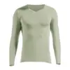 Camiseta térmica fina de una sola pieza para hombre Otoño e Invierno, Camisa base ajustada de manga larga, Cuello en V, Ropa interior térmica básica de algodón de 60 hilos