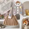 Conjunto de Falda Plisada Floral a Rayas para Niñas