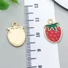 Accesorios para Joyería DIY Serie de Frutas Fresas Rojas Colgantes de Pendientes de Aleación Esmaltada Encantos Dulces para Pulsera y Collar