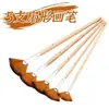 Set de pinceles de pintura al óleo con forma de abanico de madera transfronterizo, pinceles para pintura acuarela acrílica, pinceles de clase de entrenamiento de arte de madera al por mayor