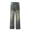 G6310-1-Mankun Calle Principal Estilo Retro Americano Tendencia Street Style Diseño Lavado Desgastado Pantalones Vaqueros Rectos para Hombre