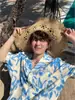 Camisa de Manga Corta Estilo Resort Azul para Niños para Usar en la Playa en Verano Delgada de Seda de Hielo Camisa con Cuello Cubano de Media Manga