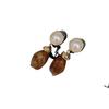 Pendientes de perlas de ámbar irregulares Maillard para mujer, nuevos pendientes elegantes de alta gama, otoño e invierno, pendientes vintage combinables.