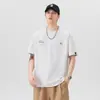 Camiseta de Manga Corta con Estampado de Letras Pesadas para Hombre, Nuevo Estilo Verano 2026, Top Casual Holgado de Cuello Redondo de Media Manga, Blanco y Gris