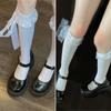 Calcetines de verano con lazo de encaje y pantorrilla, estilo JK Lolita, combinables, de tubo medio, para estudiantes y mujeres, transpirables.
