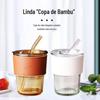 Copo de bambu vermelho líquido tubo de sucção de vidro por atacado Copo criativo portátil casal Copo com tampa copo de café de leite copo de presente