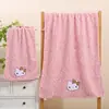 Juego de toallas con estampado de leopardo transfronterizo para hombres y mujeres, juego creativo de dos piezas de toalla de baño de forro polar de coral con bordado de gatito, toalla de cara engrosada y absorbente