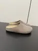 Nuevos Zapatos Birkenth Otoño 2024 Suela Gruesa Estilo Fila Cuero Genuino Slip-on Planos Perezosos Birkenth Baotou Medias Zapatillas para Mujer