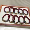 Pulseira de Cinábrio com Cinco Deuses da Riqueza, Contas de Cinábrio, Cinzas de Incenso e Contas de Vidro, Joia de Mão para Casal do Ano do Zodíaco Venda por Atacado
