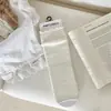Polainas estilo Miu, nueva colección de otoño, polainas sin pie con volantes estilo japonés, calcetines holgados acanalados de color liso, adelgazantes, estilo coreano