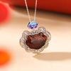 Joyería Yuebao Plata Esterlina S925 Pimiento Sangre Vintage Moda Nacional Cloisonné Hoja de Loto Loto Colgante Ruyi Nuevo Colgante Chino