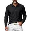 2026 Camisa Polo de Manga Larga para Hombre Transfronteriza Textura de Lino Cuello Solapa Tres Botones Casual Versátil Camisa Henley