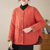 Abrigo de Algodón Grueso Retro de Invierno con Bolsillo Grande para Mujer, Chaqueta Acolchada 100% Algodón, Ropa de Algodón Cálida con Cuello Redondo