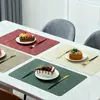 Manteles Individuales de Cuero con Patrón de Tela Estilo Nórdico para Mesa de Comedor, Manteles Aislantes para el Hogar de Doble Cara, Manteles Individuales Cuadrados Estilo Occidental para Hotel, Impermeables