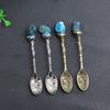 Cuchara de piedra gris fosfórica azul cristal natural cuchara mezcladora tallada vintage cuchara de postre regalo creativo cuchara de sopa al por mayor