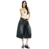 Pantalones casuales cropped de cintura alta con control de abdomen, de corte relajado, diseño de pierna ancha y una silueta moderna que estiliza, perfectos para el trabajo o el uso diario