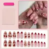 Unhas Postiças Românticas Europeias e Americanas de Comércio Exterior em Formato de Amêndoa Rosa Translúcido e Coração de Rosa, Estilo Doce e Cool, Peças de Unhas Postiças Removíveis