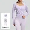 Conjunto de Yoga Juyitang Primavera/Verano Ajuste Delgado Tres Piezas Malla Transpirable Deporte Fitness Cintura Alta Levantamiento de Glúteos Conjunto de Yoga para Mujer