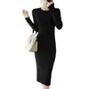 Otoño 2026 Nuevo Vestido de Lana Estilo Francés para Mujer Manga Larga Vestido Suéter de Punto Cuello Redondo Vestido Base de Canalé