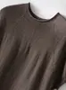 Camiseta de Punto de Tencel y Lino de Manga Corta Estilo Old Money para Mujer, Top Holgado de Verano de Alta Gama con Cuello Redondo, Modelo Nuevo Cómodo y Transpirable