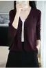 Casaco suéter fino de tricô fino, cor sólida, versátil, casual solto, manga dobrada, gola V, feminino, lã, solúvel em água