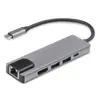 Estación de Acoplamiento Tipo C Ocho en Uno Transfronteriza con Tarjeta de Red de 100m, Hub de Expansión USB 3.0 para Computadoras, Hub 8 en 1