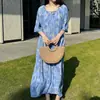 Laiqu Phoenix Antiacné Talla Grande Algodón Seda Bata de Noche Vestido Morado Mujer Verano Estilo Perezoso Falda Larga Talla Grande Adelgazante