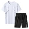 Traje deportivo para hombre, de malla de seda de hielo, camiseta de manga corta, pantalones cortos, traje de verano de secado rápido, traje informal de talla grande