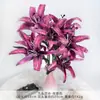 Ramo de flores artificiales de lirio de nueve cabezas, producto terminado, flores artificiales para decoración de lugar de boda, flores de plástico, arreglo de boda de alta gama