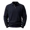 Sudadera POLO Casual para Hombre de Otoño e Invierno Amazon, Texturizada Simple, Peso Pesado, Holgada, Ajuste Holgado, Cuello Camisero, Abotonada