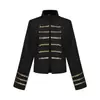 Abrigo corto retro estilo Steampunk con cuello alto para mujer, chaqueta medieval de corte con ribete dorado, disfraz de cosplay para fiesta temática y actuación