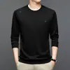 Nova Camiseta Masculina de Manga Longa para Primavera e Outono Moletom de Gola Redonda Masculino Estampado Fina Casual Camisa Base de Outono Atacado
