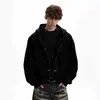 Sudadera con capucha de manga larga de color liso oscuro retro Y2K otoño e invierno de estilo callejero americano, sudadera fresca estilo ins hip-hop punk